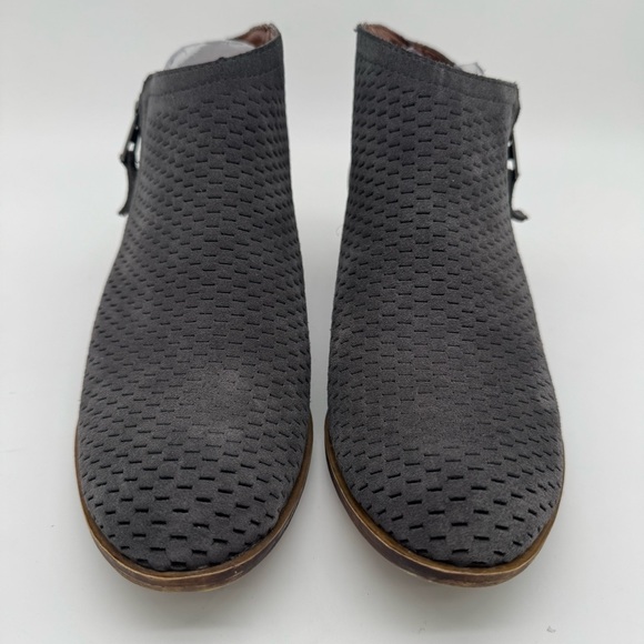 Lucky Brand Brielley Gray Suede Leather Perforated Ankle Bootie Size 9.5 M - Picture 3 of 11